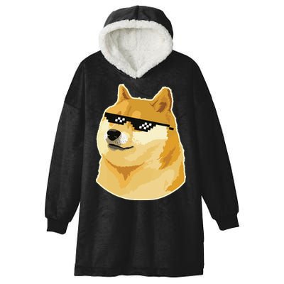 Doge With Deal With It Glasses Hooded Wearable Blanket