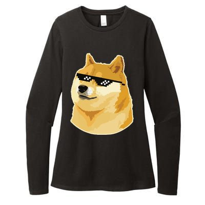 Doge With Deal With It Glasses Womens CVC Long Sleeve Shirt