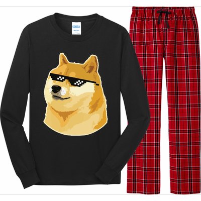 Doge With Deal With It Glasses Long Sleeve Pajama Set