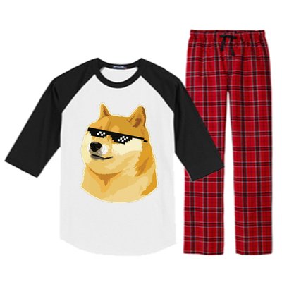 Doge With Deal With It Glasses Raglan Sleeve Pajama Set