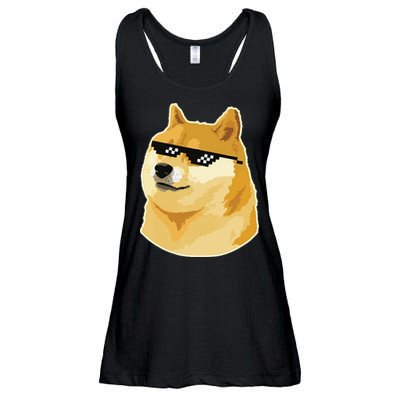 Doge With Deal With It Glasses Ladies Essential Flowy Tank