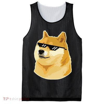 Doge With Deal With It Glasses Mesh Reversible Basketball Jersey Tank