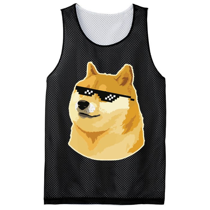 Doge With Deal With It Glasses Mesh Reversible Basketball Jersey Tank