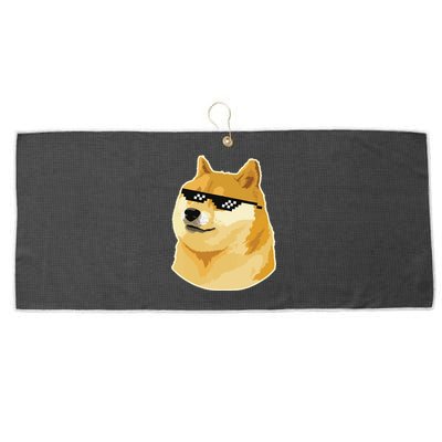 Doge With Deal With It Glasses Large Microfiber Waffle Golf Towel