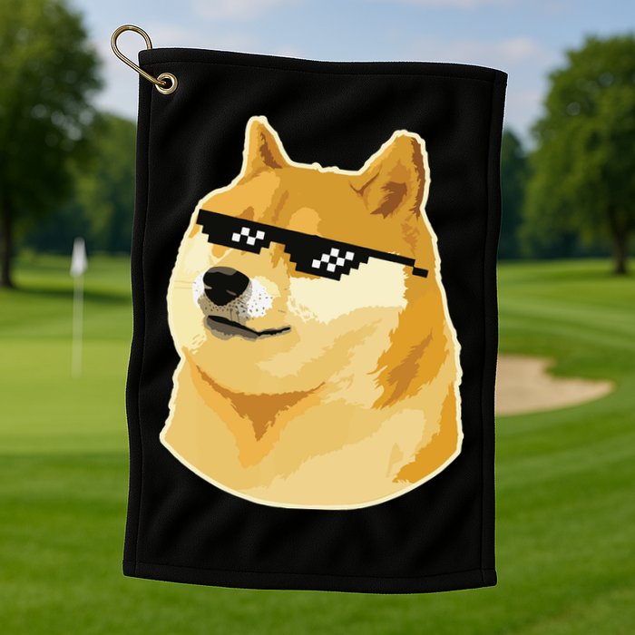 Doge With Deal With It Glasses Golf Towel