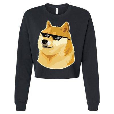 Doge With Deal With It Glasses Cropped Pullover Crew