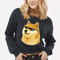 Doge With Deal With It Glasses Cropped Pullover Crew