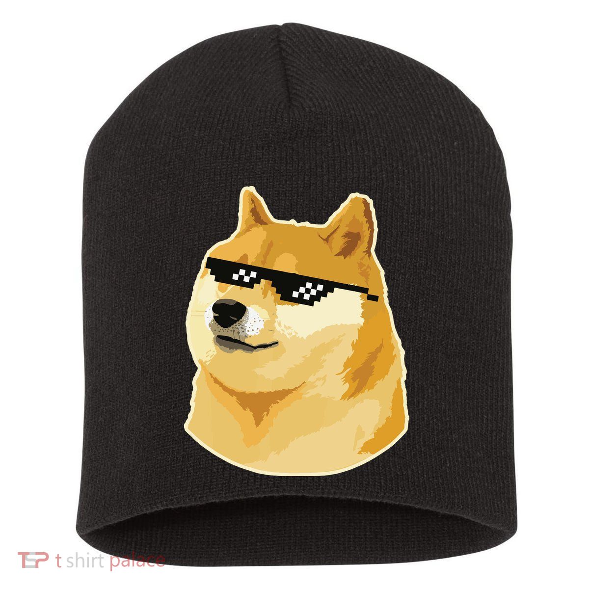 Doge With Deal With It Glasses Short Acrylic Beanie