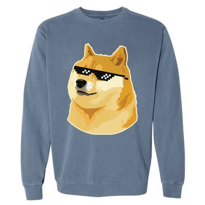 Doge With Deal With It Glasses Garment-Dyed Sweatshirt