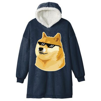 Doge With Deal With It Glasses Hooded Wearable Blanket