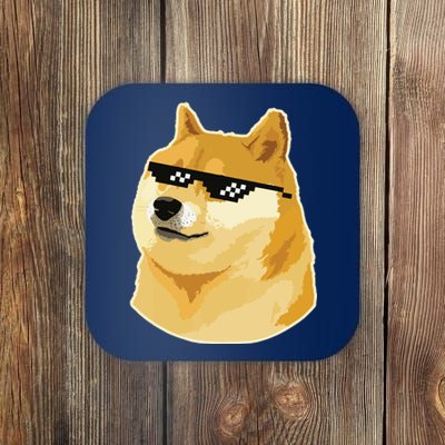 Doge With Deal With It Glasses Coaster