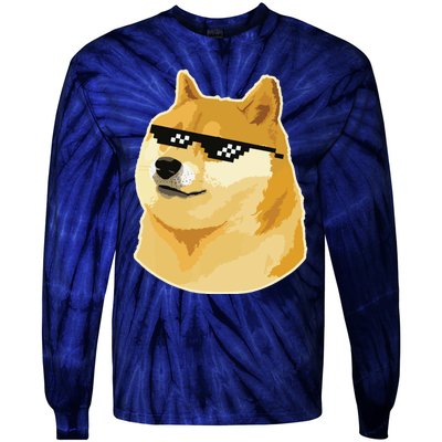 Doge With Deal With It Glasses Tie-Dye Long Sleeve Shirt