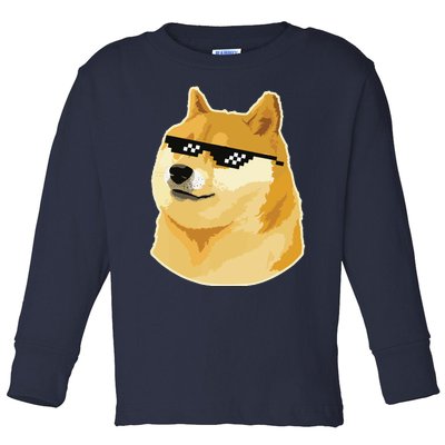 Doge With Deal With It Glasses Toddler Long Sleeve Shirt