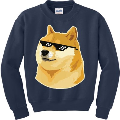 Doge With Deal With It Glasses Kids Sweatshirt