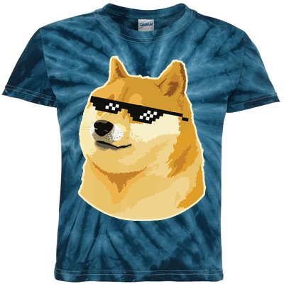 Doge With Deal With It Glasses Kids Tie-Dye T-Shirt