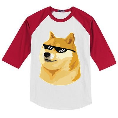 Doge With Deal With It Glasses Kids Colorblock Raglan Jersey