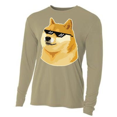 Doge With Deal With It Glasses Cooling Performance Long Sleeve Crew