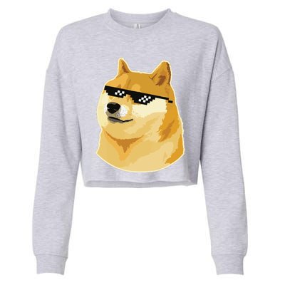 Doge With Deal With It Glasses Cropped Pullover Crew