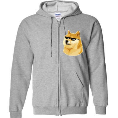 Doge With Deal With It Glasses Full Zip Hoodie