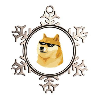 Doge With Deal With It Glasses Metallic Star Ornament