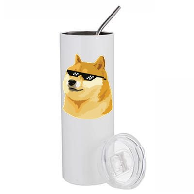 Doge With Deal With It Glasses Stainless Steel Tumbler