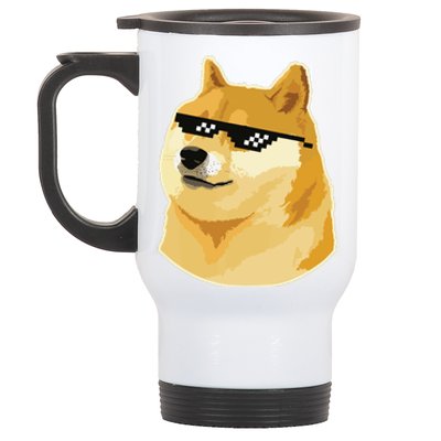 Doge With Deal With It Glasses Stainless Steel Travel Mug