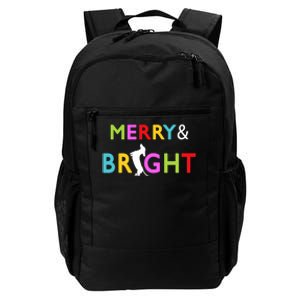 Dachshund Wiener Dog Merry And Bright Christmas Tree Lights Daily Commute Backpack