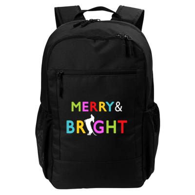 Dachshund Wiener Dog Merry And Bright Christmas Tree Lights Daily Commute Backpack