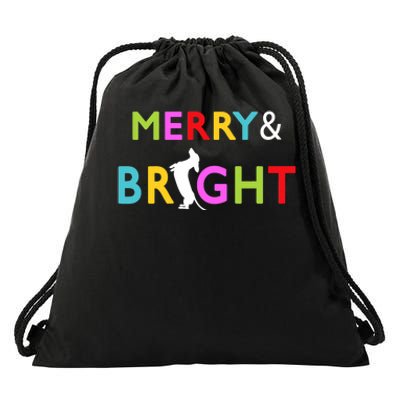 Dachshund Wiener Dog Merry And Bright Christmas Tree Lights Drawstring Bag