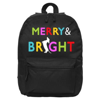 Dachshund Wiener Dog Merry And Bright Christmas Tree Lights 16 in Basic Backpack