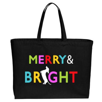 Dachshund Wiener Dog Merry And Bright Christmas Tree Lights Cotton Canvas Jumbo Tote