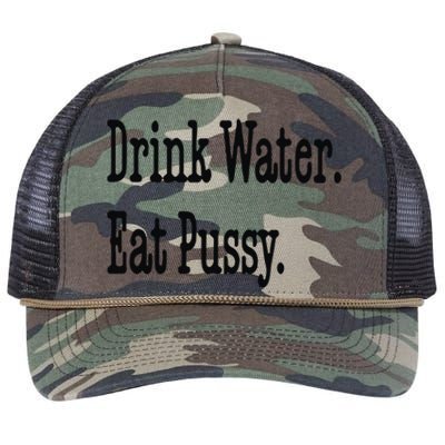 Drink Water Eat Pussy Retro Rope Trucker Hat Cap