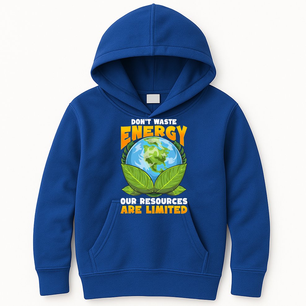 Dont Waste Energy Our Resources Are Limited Earth Day Lover Gift Kids Hoodie