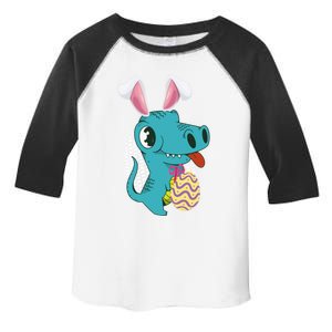 Dinosaur With Easter Ears Easter Eggs Easter Bunny Cool Gift Toddler Fine Jersey T-Shirt