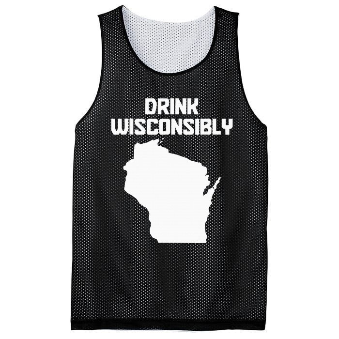 Drink Wisconsibly Funny Wisconsin Drinking Party Pride Mesh Reversible Basketball Jersey Tank