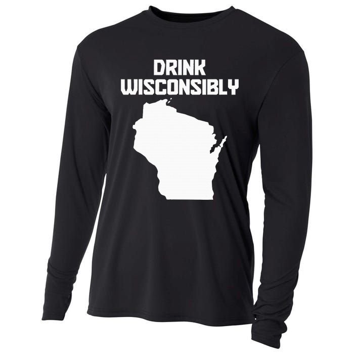 Drink Wisconsibly Funny Wisconsin Drinking Party Pride Cooling Performance Long Sleeve Crew