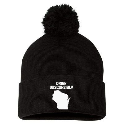 Drink Wisconsibly Funny Wisconsin Drinking Party Pride Pom Pom 12in Knit Beanie