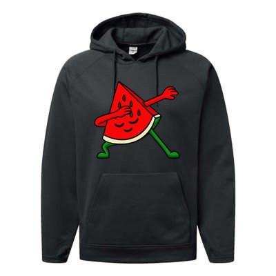 Dabbing Watermelon Fruitarian Lover Summer Fruit Slice Seeds Performance Fleece Hoodie