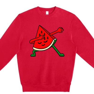 Dabbing Watermelon Fruitarian Lover Summer Fruit Slice Seeds Premium Crewneck Sweatshirt