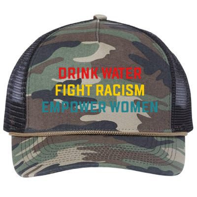 Drink Water Fight Racism Empower Women Apparel Retro Rope Trucker Hat Cap