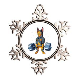 Doberman Weightlifting Funny Deadlift Fitness Gym Gifts Metallic Star Ornament