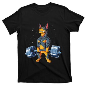 Doberman Weightlifting Funny Deadlift Fitness Gym Gifts T-Shirt