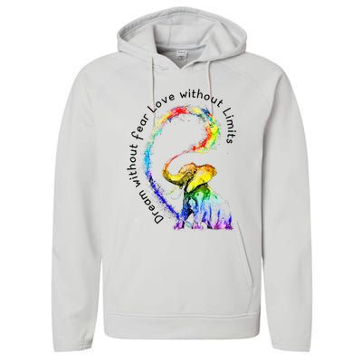 Dream Without Fear Love Without Limits Elephant LGBT Performance Fleece Hoodie