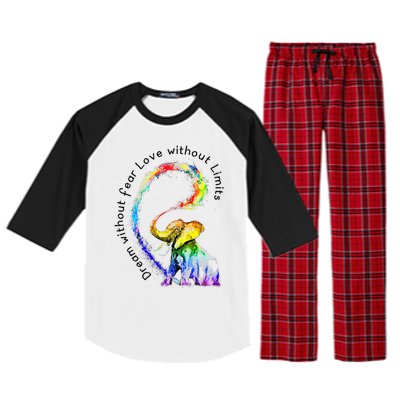 Dream Without Fear Love Without Limits Elephant LGBT Raglan Sleeve Pajama Set