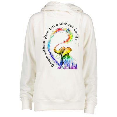 Dream Without Fear Love Without Limits Elephant LGBT Womens Funnel Neck Pullover Hood