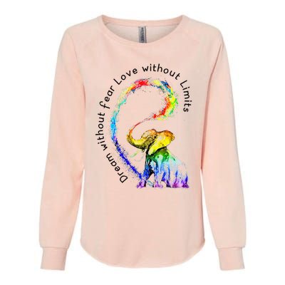 Dream Without Fear Love Without Limits Elephant LGBT Womens California Wash Sweatshirt