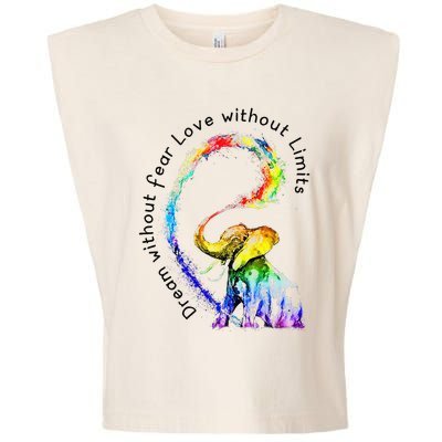 Dream Without Fear Love Without Limits Elephant LGBT Garment-Dyed Women's Muscle Tee