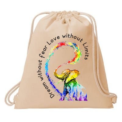 Dream Without Fear Love Without Limits Elephant LGBT Drawstring Bag
