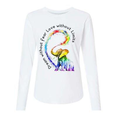 Dream Without Fear Love Without Limits Elephant LGBT Womens Cotton Relaxed Long Sleeve T-Shirt