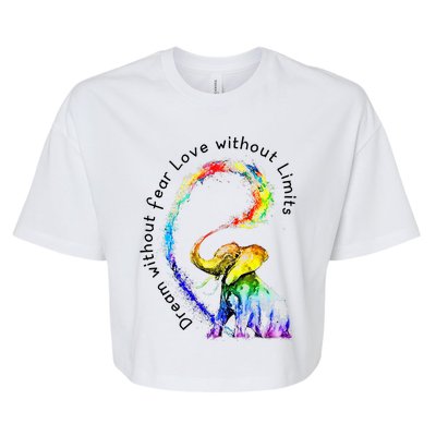 Dream Without Fear Love Without Limits Elephant LGBT Bella+Canvas Jersey Crop Tee